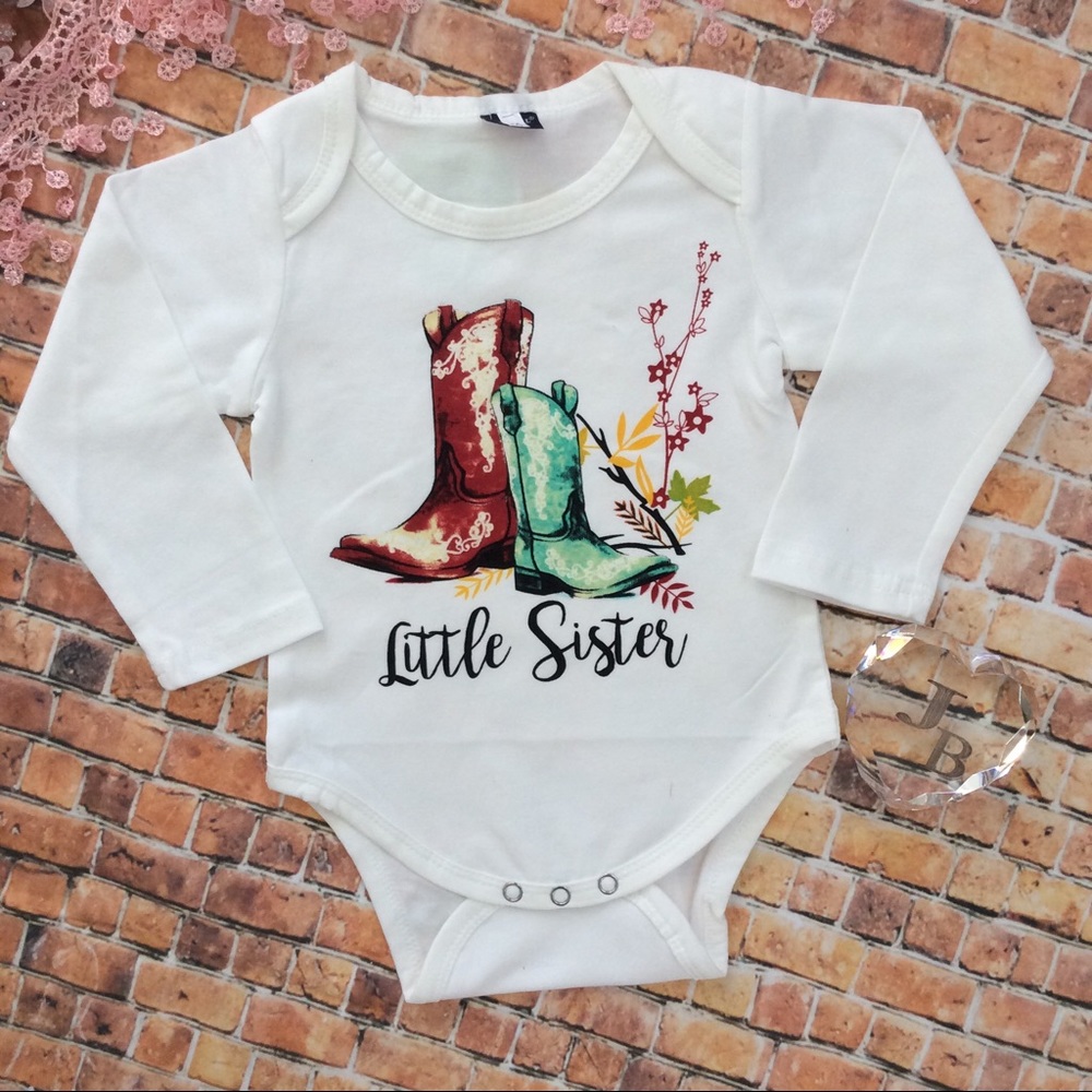 Baby LITTLE SISTER country Onesie